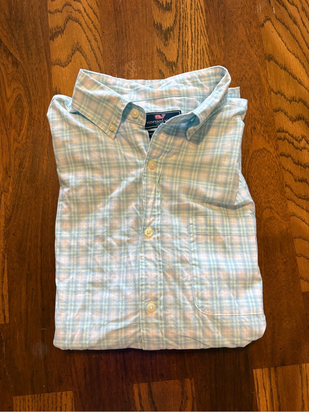 Vineyard Vines Men's Pastel Blue Plaid Button-Down Shirt